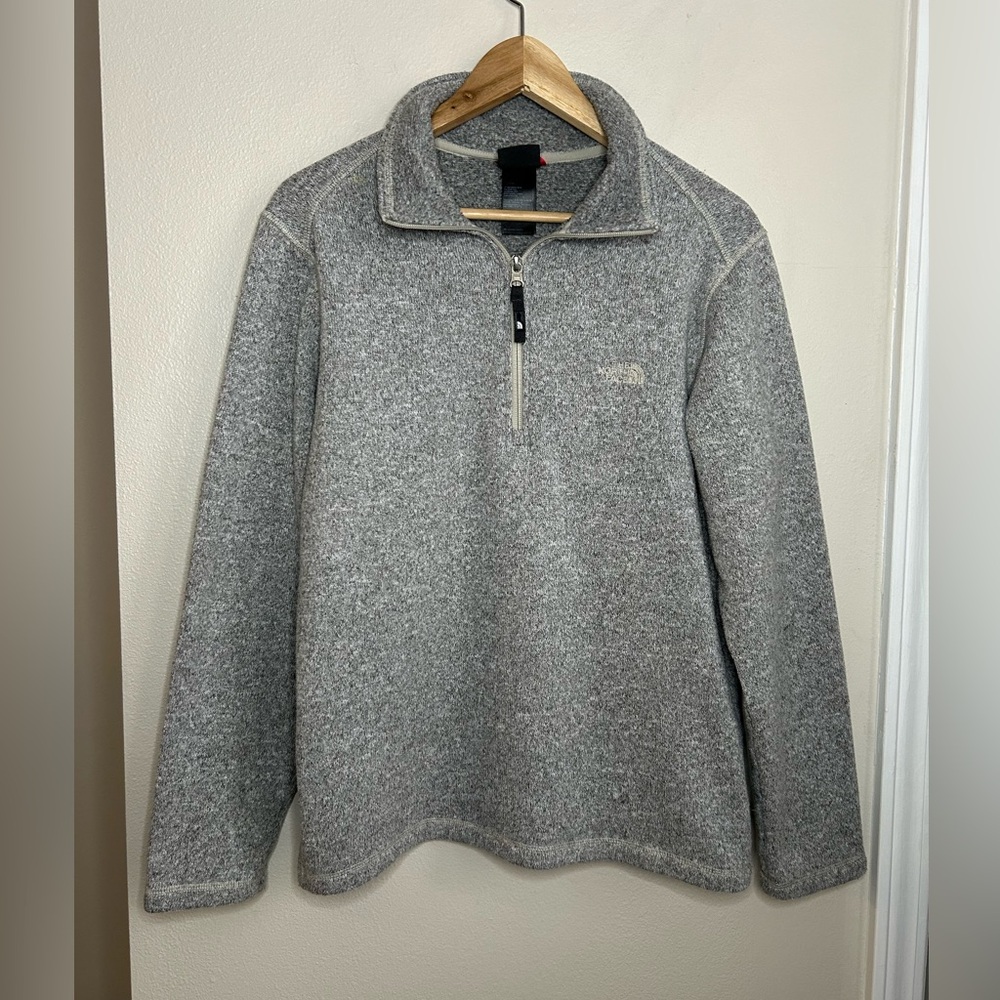 The North Face Men's Grey Quarter Zip Fleece Sweatshirt Size S Small